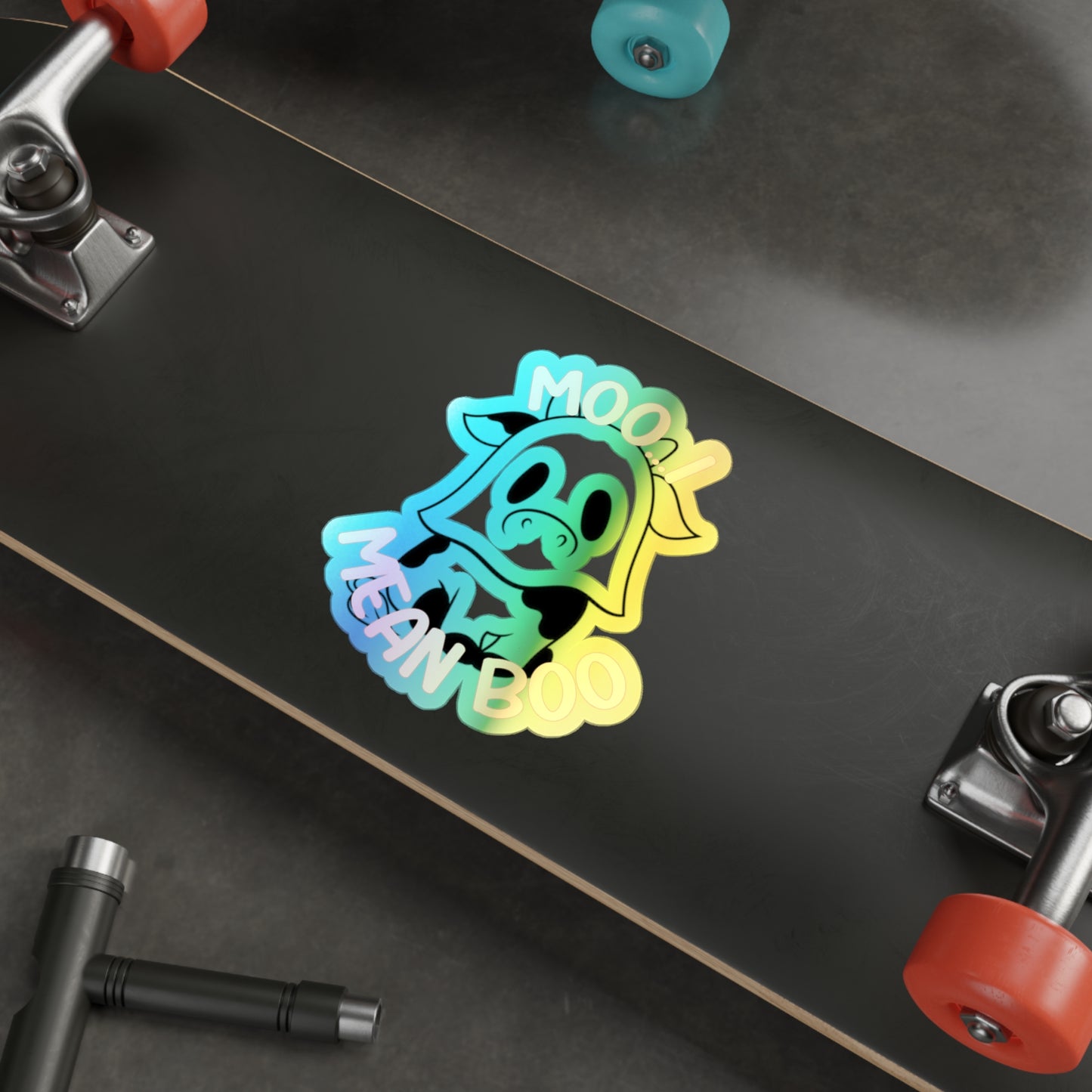 Moo-ving Ghostly Vibes! - Holographic Die-cut Stickers