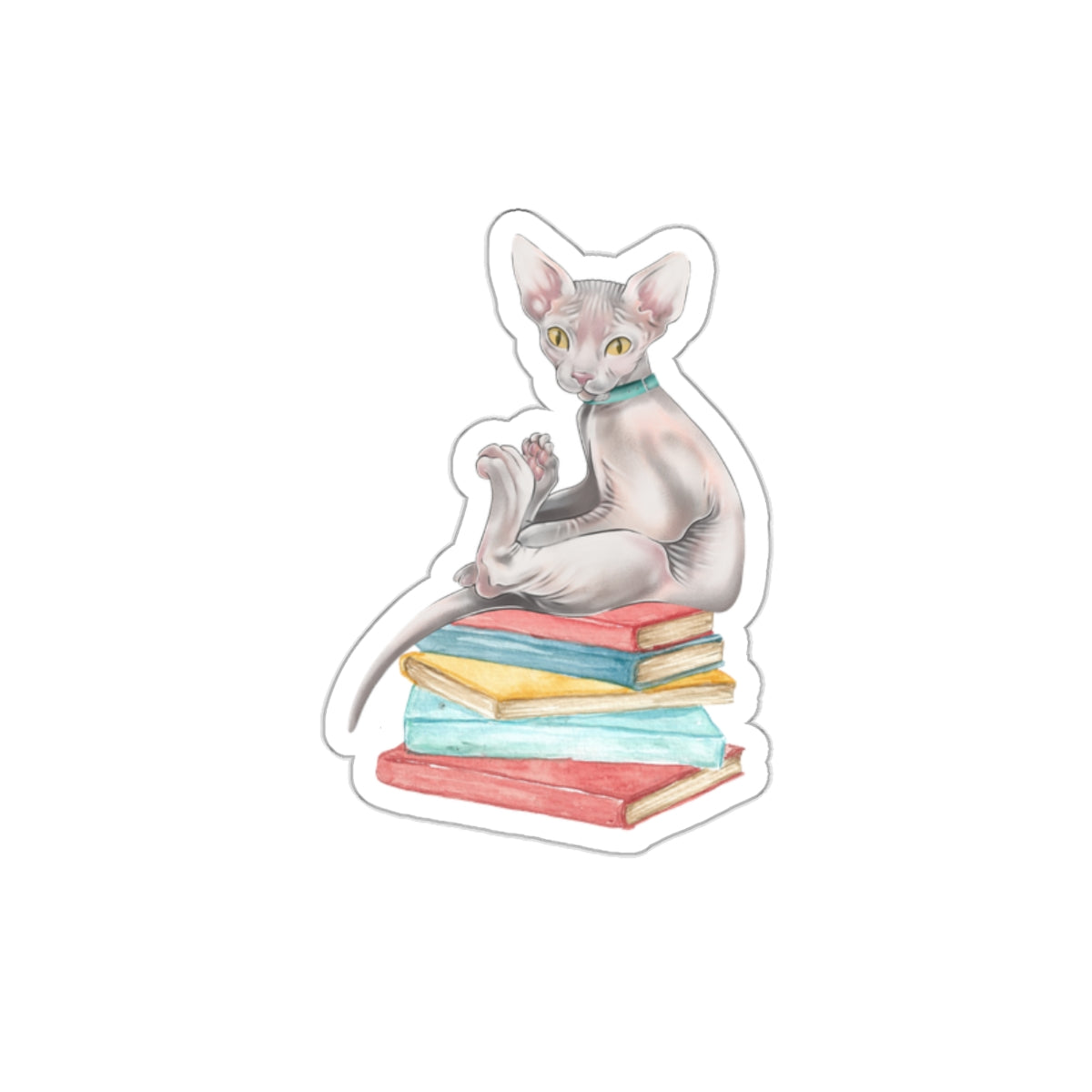 Bookish Sphynx Sitter - Die-Cut Sticker