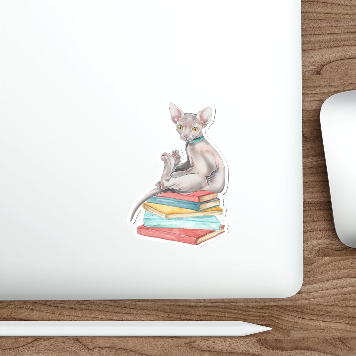 Bookish Sphynx Sitter - Die-Cut Sticker