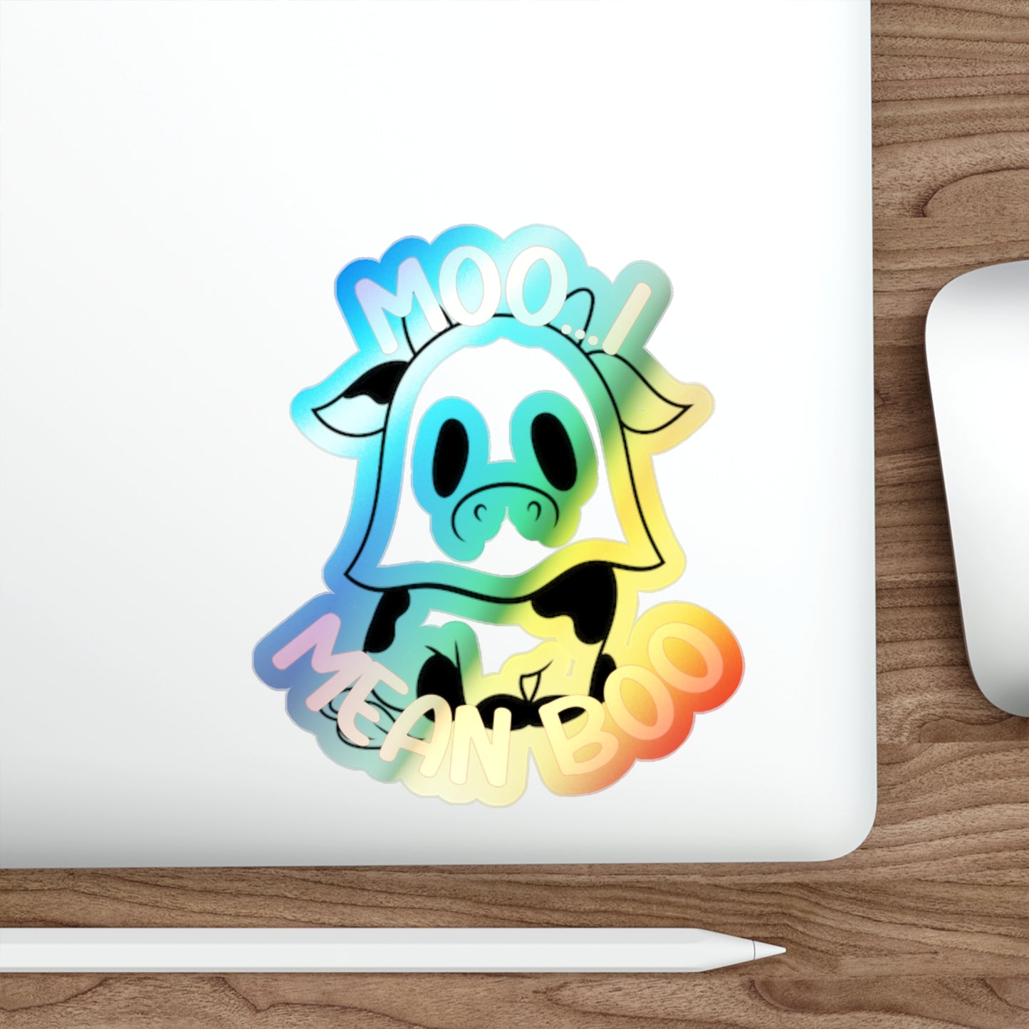 Moo-ving Ghostly Vibes! - Holographic Die-cut Stickers