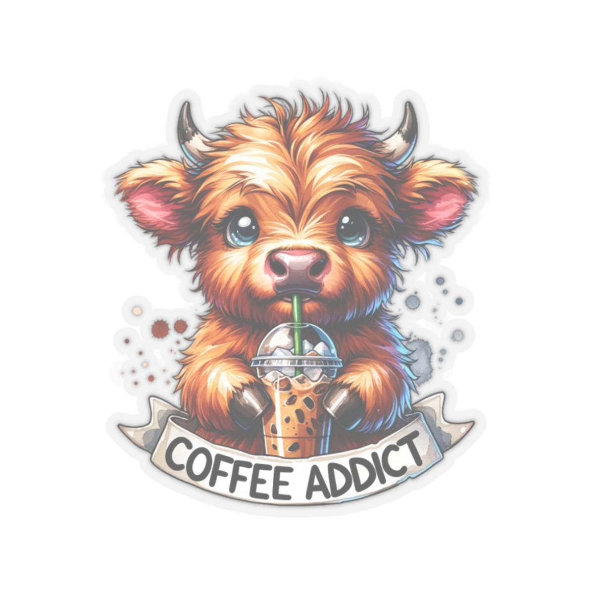 Moo-ve Over, Coffee! I'm Addicted - Kiss-Cut Stickers