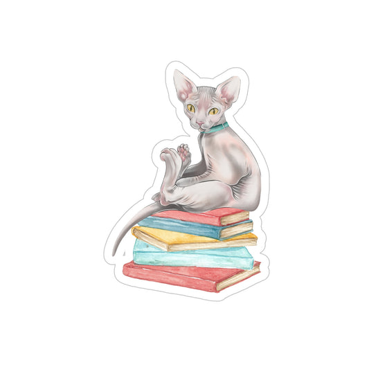 Bookish Sphynx Sitter - Transparent Outdoor Sticker