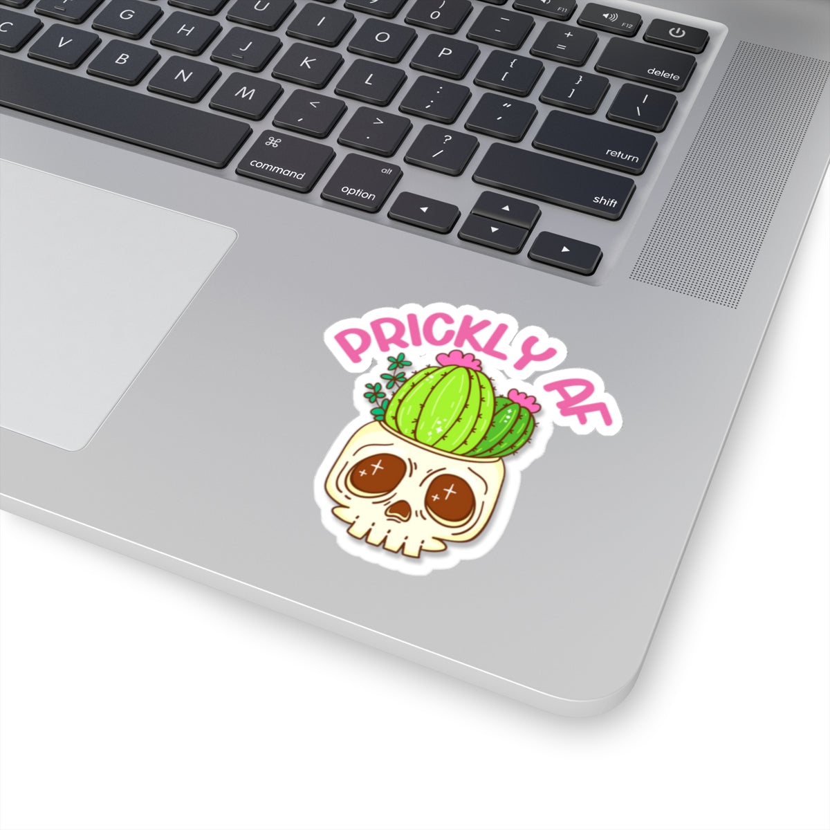 Cactus with Attitude: Prickly AF Skull Sticker; Kiss-Cut Stickers