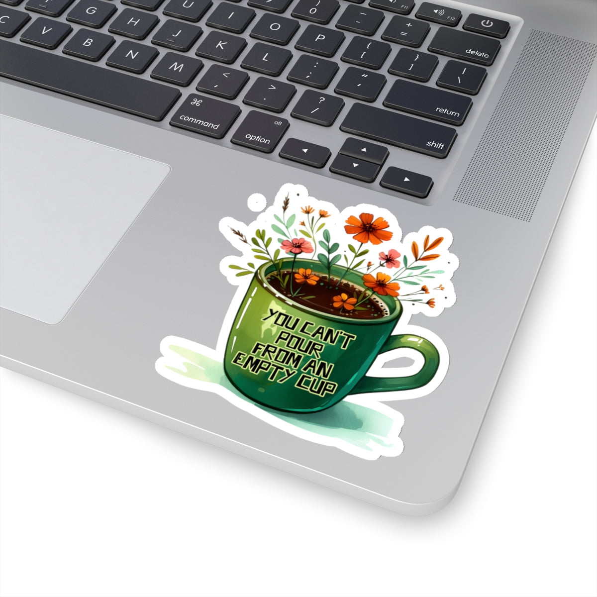 Caffeine & Bloom: Pour From a Full Cup Sticker; Kiss-Cut Stickers