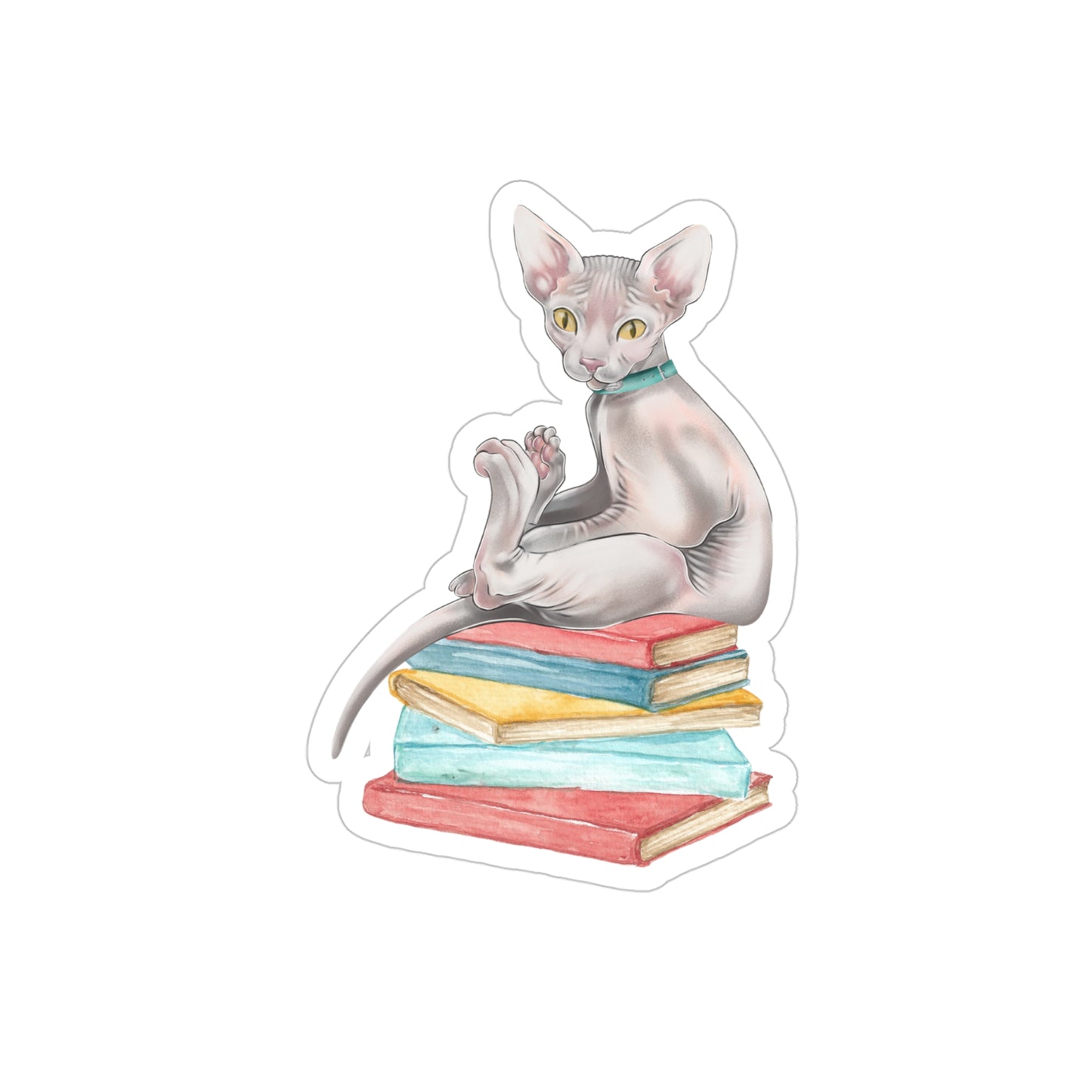 Bookish Sphynx Sitter - Transparent Outdoor Sticker