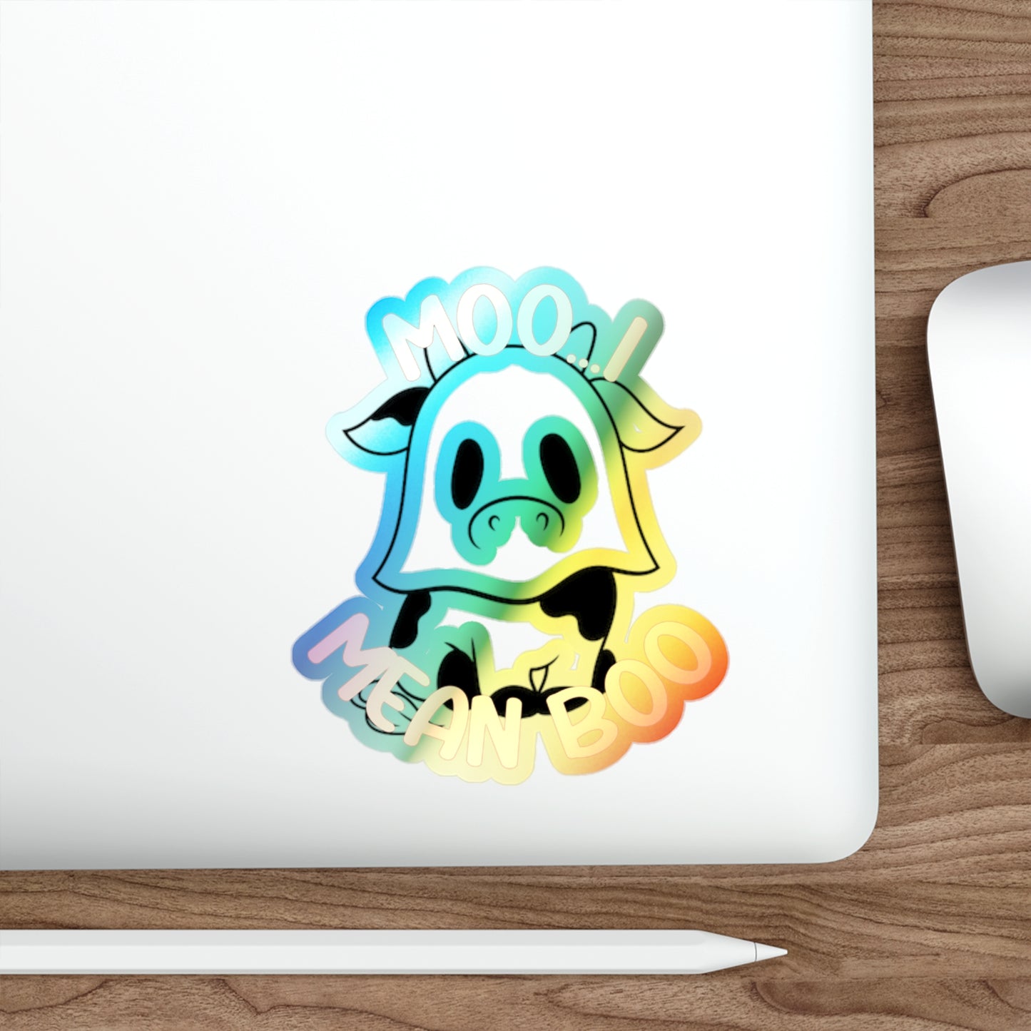 Moo-ving Ghostly Vibes! - Holographic Die-cut Stickers