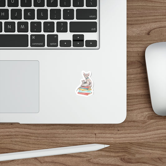 Bookish Sphynx Sitter - Die-Cut Sticker