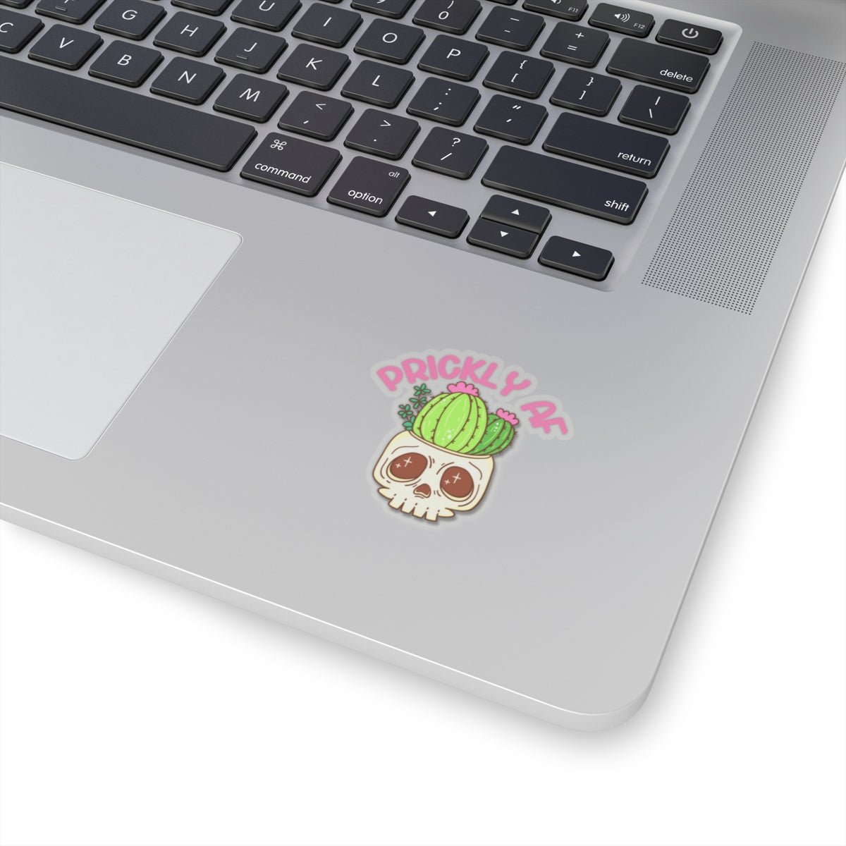 Cactus with Attitude: Prickly AF Skull Sticker; Kiss-Cut Stickers