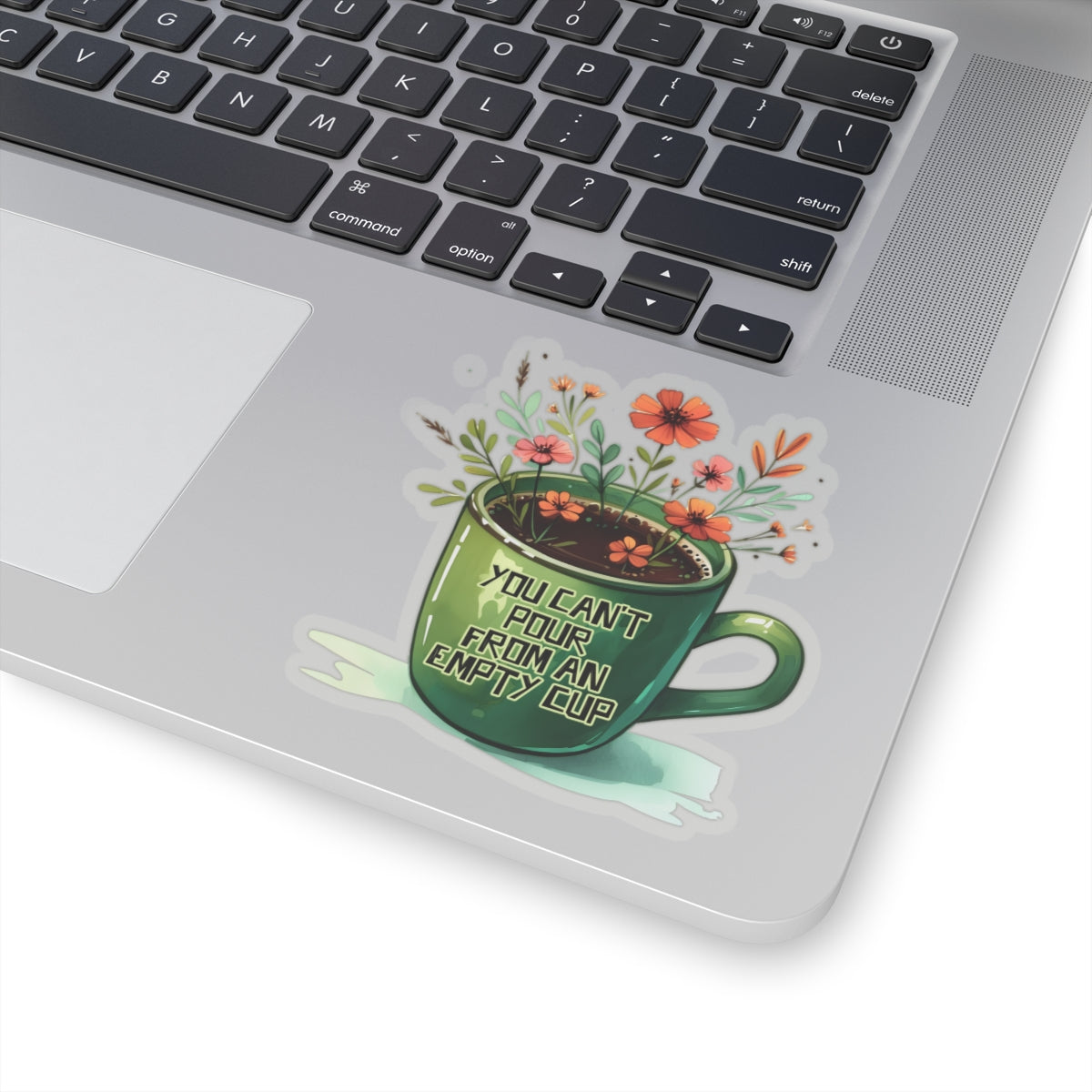 Caffeine & Bloom: Pour From a Full Cup Sticker; Kiss-Cut Stickers