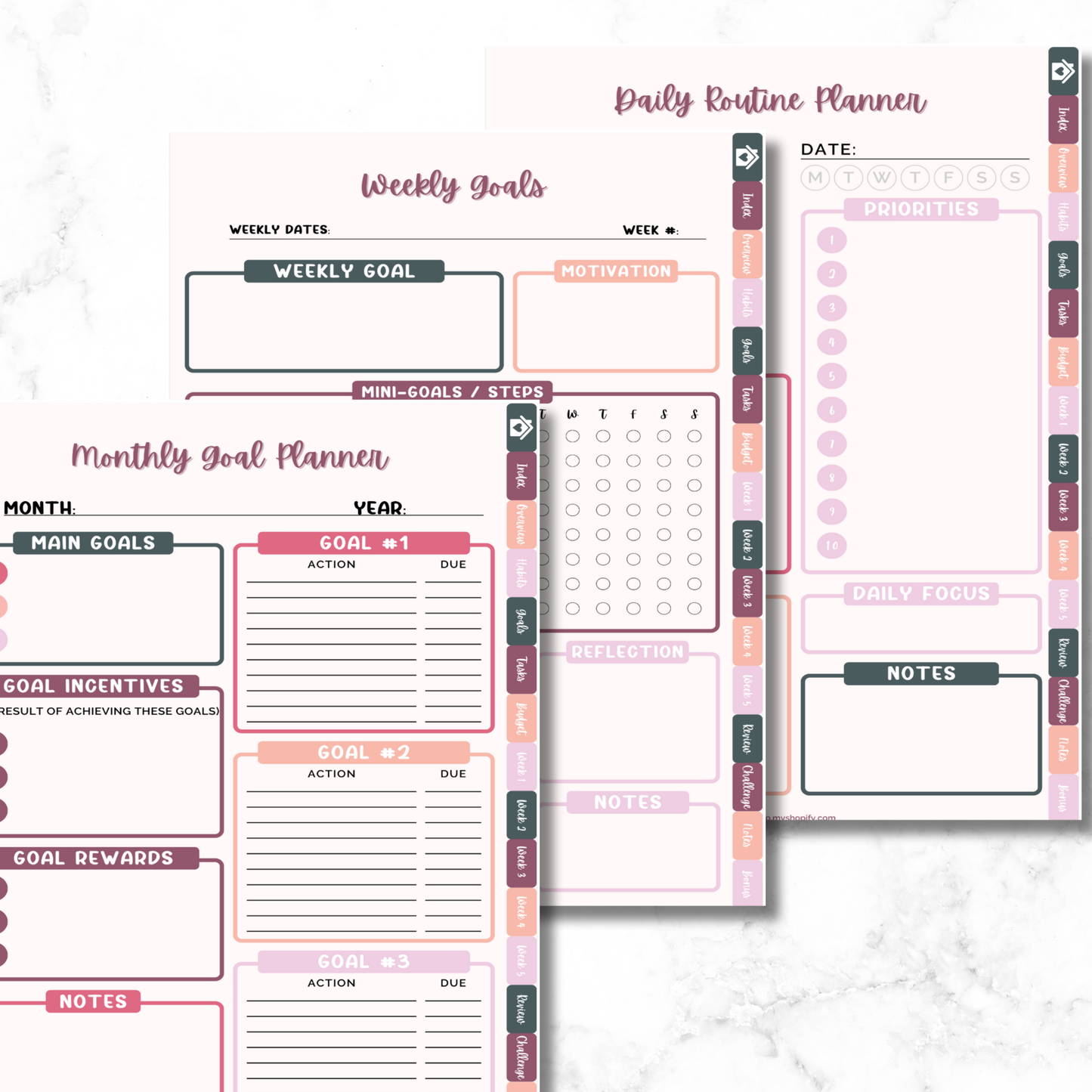 Balanced Bliss, Volume 1 - Undated Monthly Self-Care Hyperlinked Digital Planner