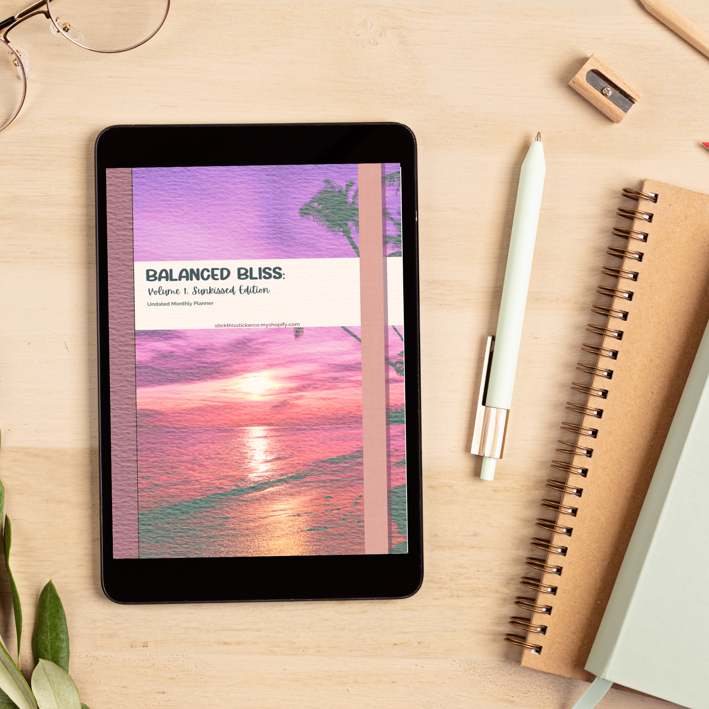 Balanced Bliss, Volume 1 - Undated Monthly Self-Care Hyperlinked Digital Planner