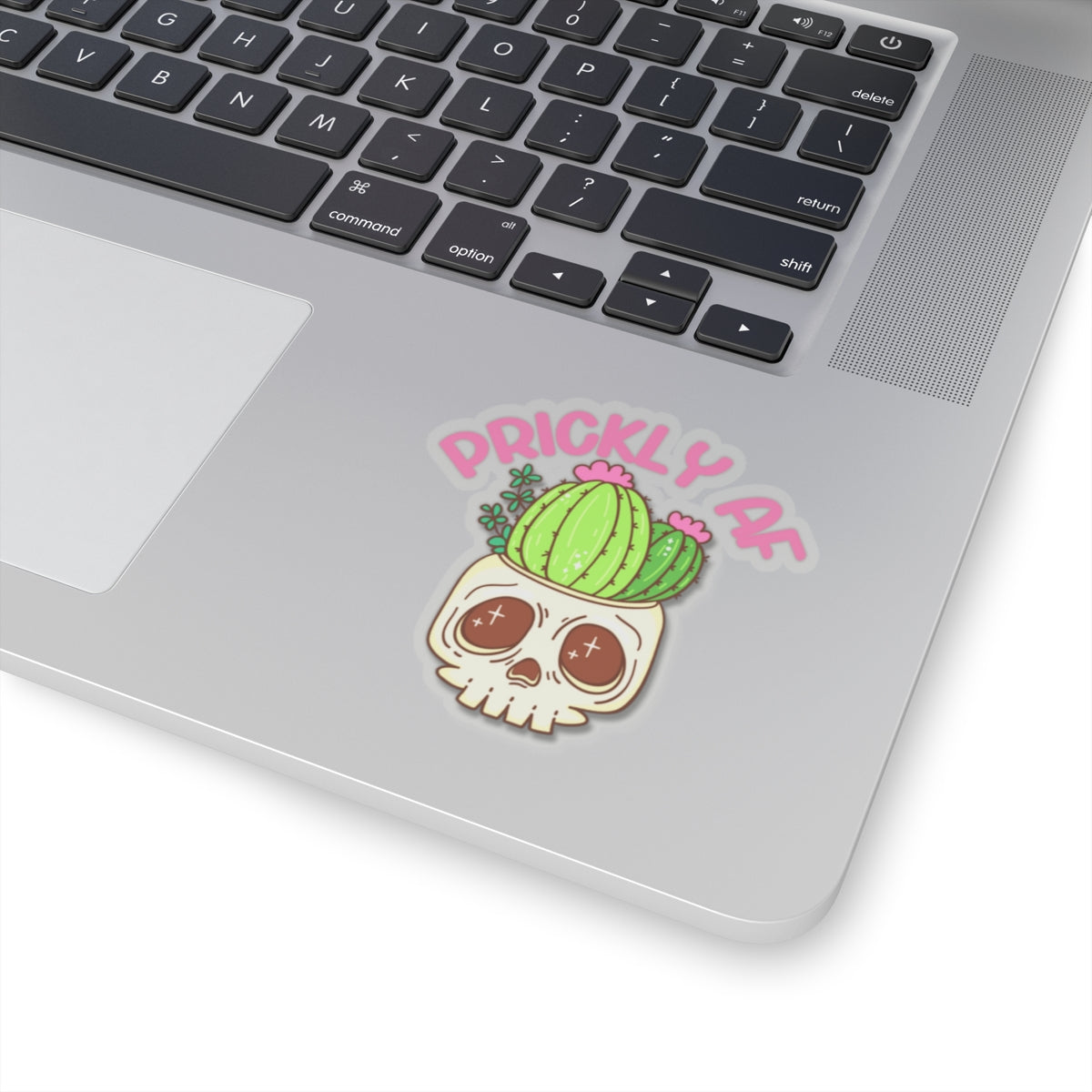 Cactus with Attitude: Prickly AF Skull Sticker; Kiss-Cut Stickers