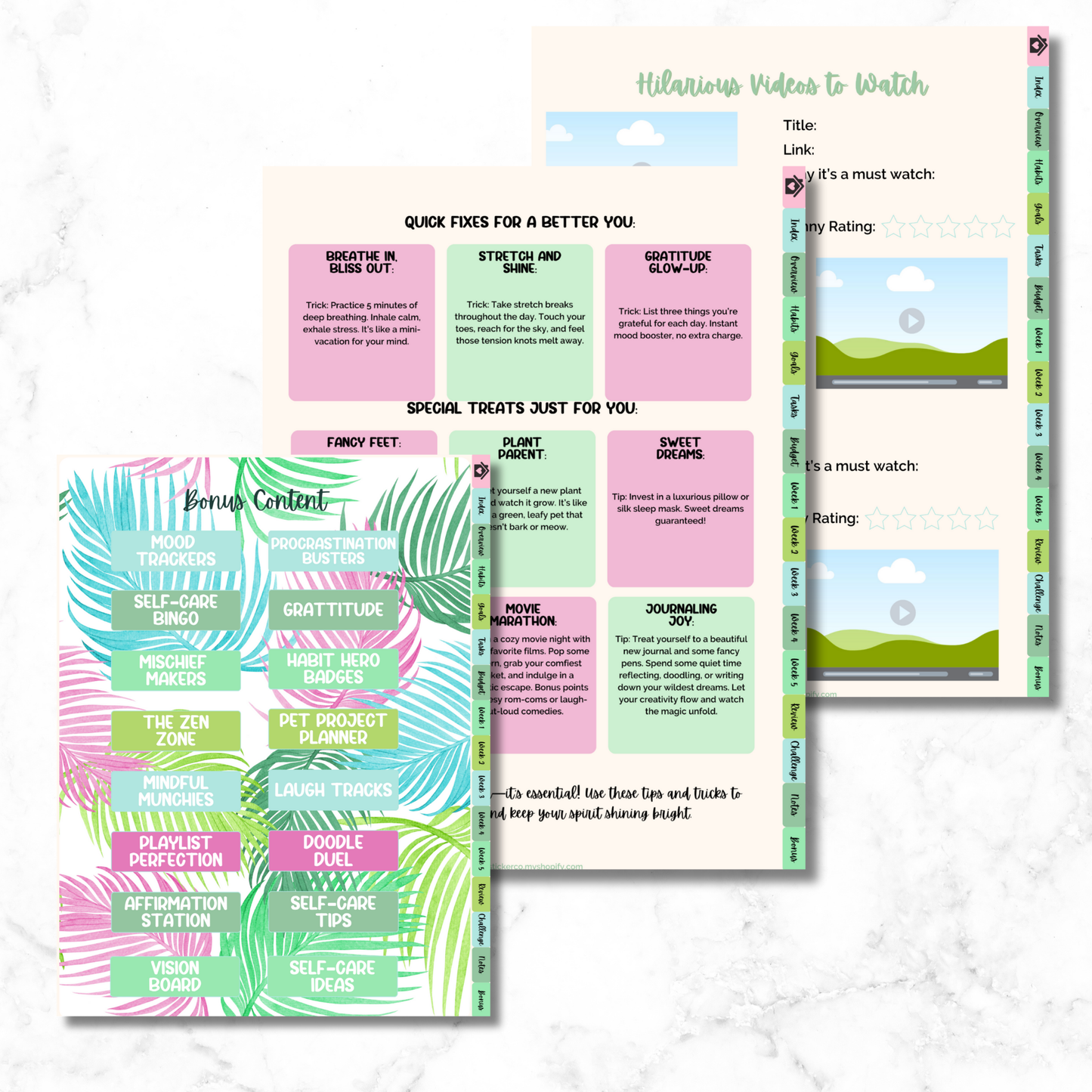 Balanced Bliss, Volume 1 - Undated Monthly Self-Care Hyperlinked Digital Planner