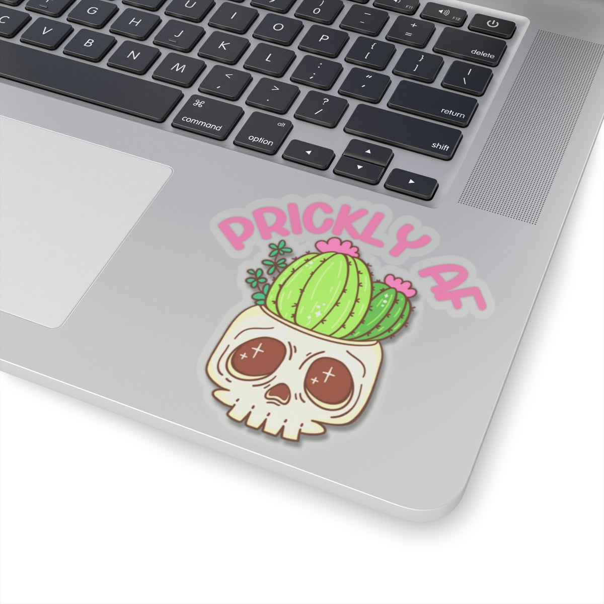 Cactus with Attitude: Prickly AF Skull Sticker; Kiss-Cut Stickers