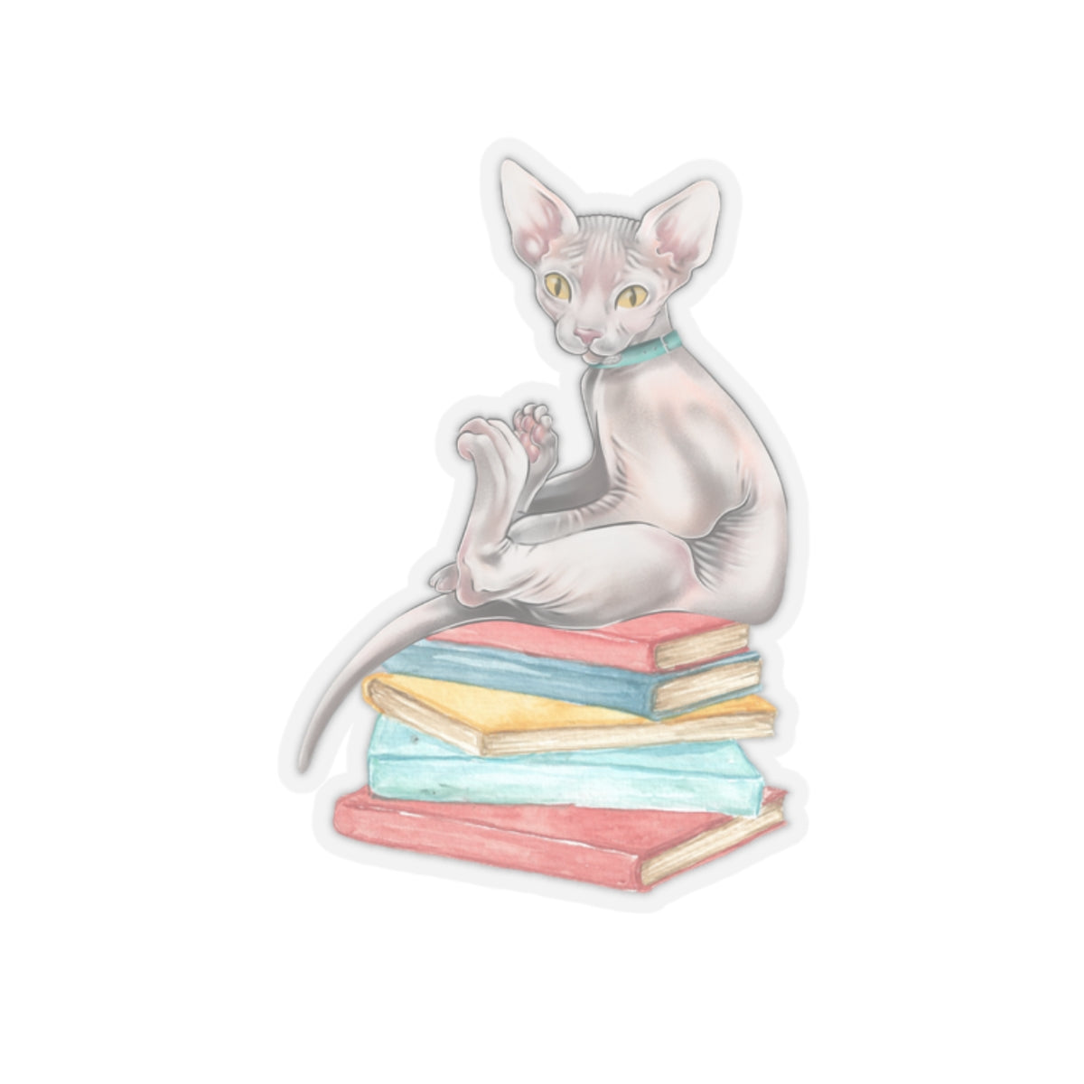 Bookish Sphynx Sitter - Kiss-Cut Sticker