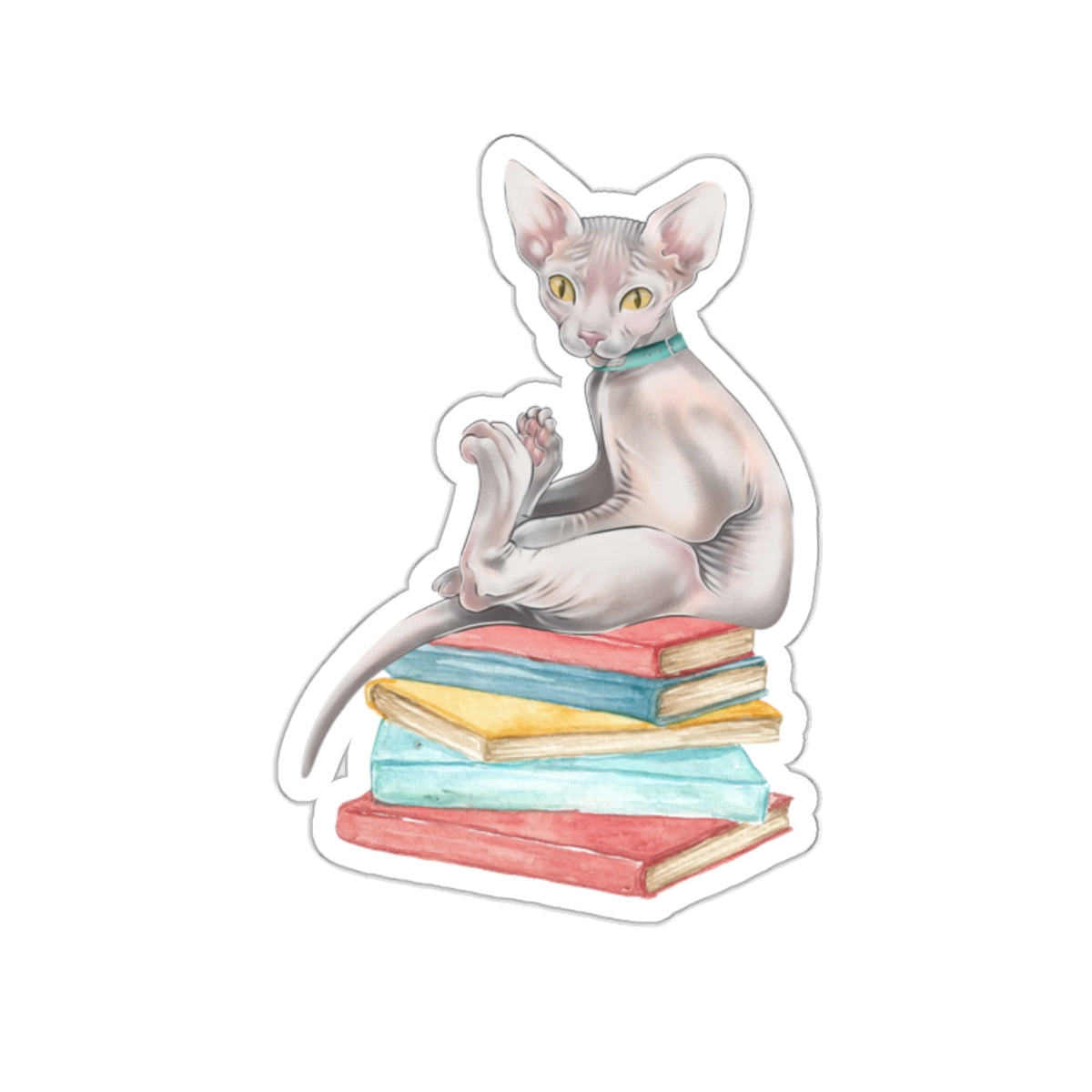 Bookish Sphynx Sitter - Kiss-Cut Sticker