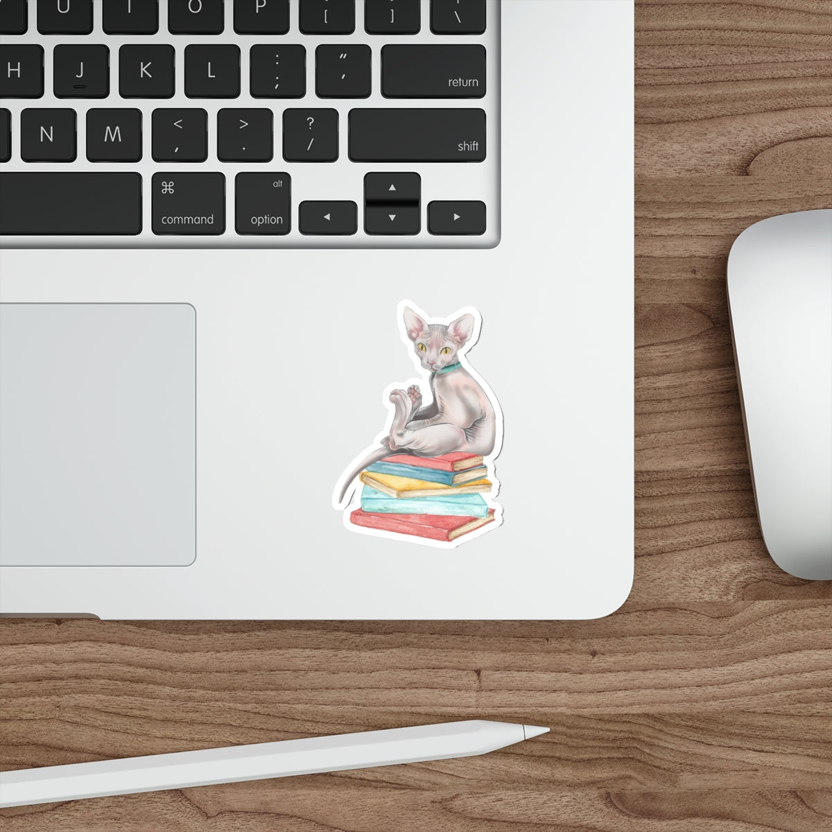 Bookish Sphynx Sitter - Die-Cut Sticker