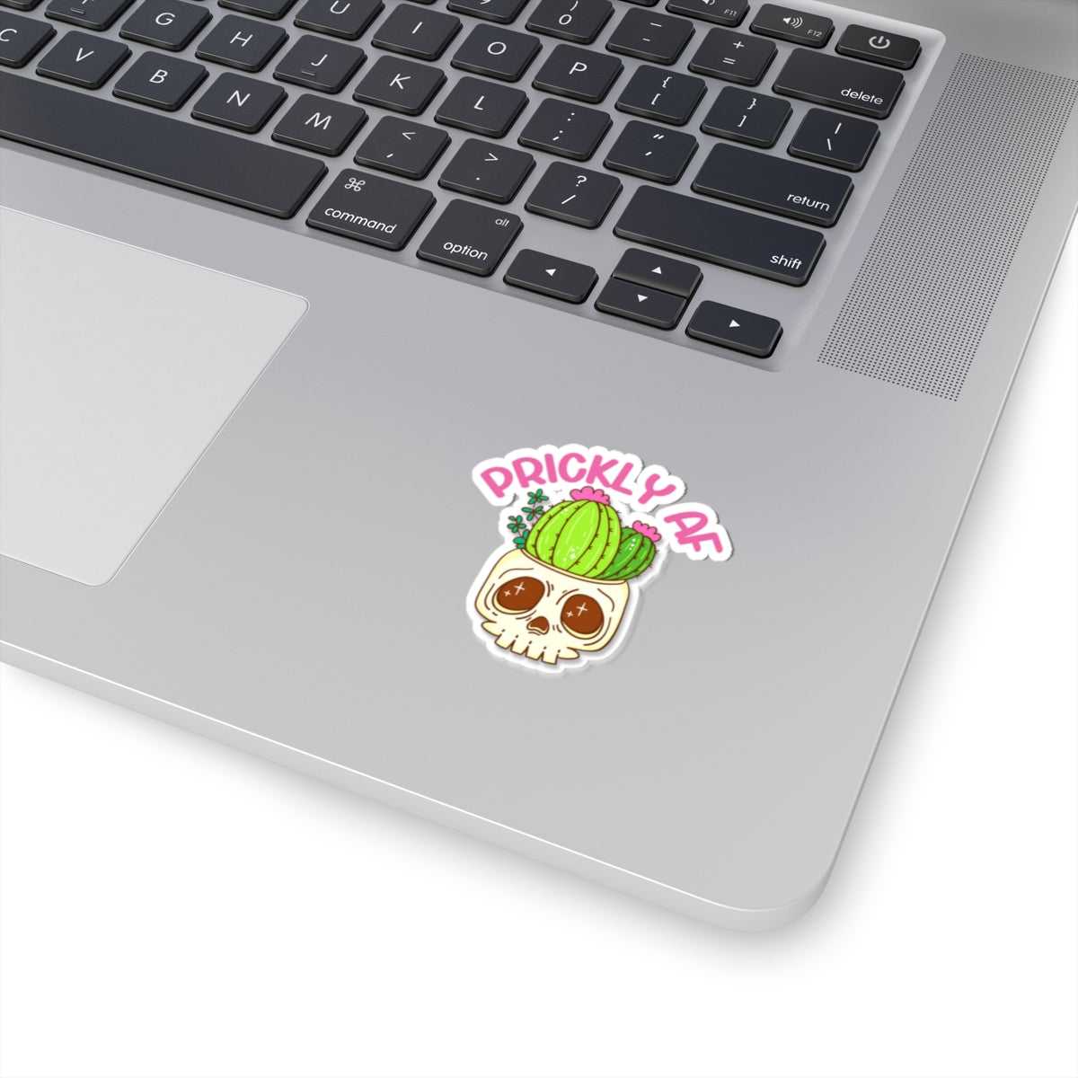 Cactus with Attitude: Prickly AF Skull Sticker; Kiss-Cut Stickers